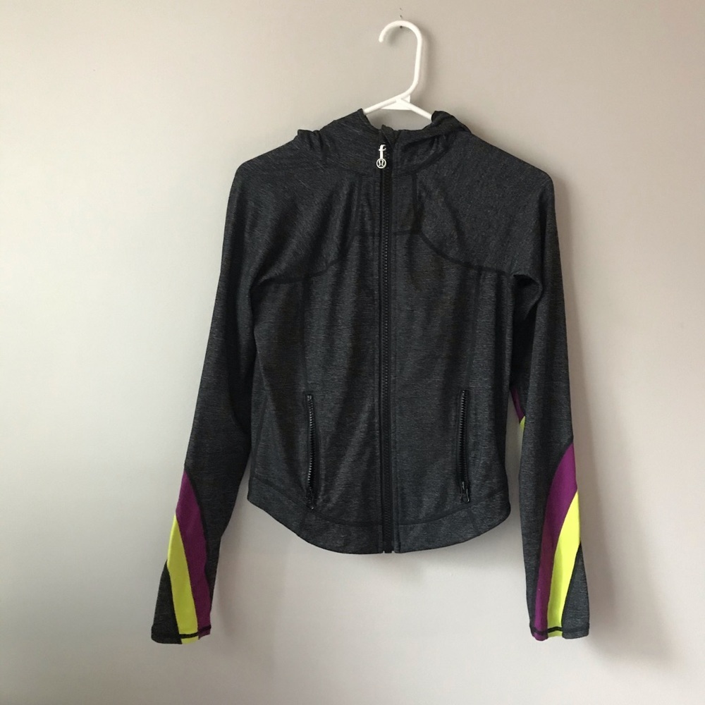 Vintage Lululemon Half Moon Hooded Athletic Yoga Jacket Luon Coal Grey sz 6 - Picture 3 of 8